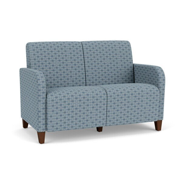 Siena Lounge Reception 2 Seat Tandem Seating No Center Arm, Walnut, RS Rain Song Upholstery, Lesro, Mfr#: SN2101